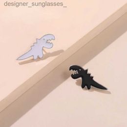 Pins Brooches Custom Cartoon Animal Black White Dinosaur Enamel Pin Badge Brooch Lel Clothes Hat Bag Jewelry Kids Gifts for Friend WholesaleL231117