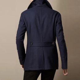 Men's Wool Blends Winter Autumn Mens Slim Fit Double Breasted Wool Jacket Business Man Casual Woolen Blends Outwear Coat Fashion Overcoat S-4XL 231117