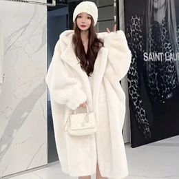 Women's Wool Blends Teddy Bear Fur Coat Hooded Mid Length Version Overcoat Casual Lamb Wool Jacket for Women Loos and Thicken Outwear 231116