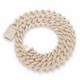 High Quality Iced Out Chain Men Jewellery Hip Hop New Micro Pave Rhinstone 15MM Cuban Link Chains Big Heavy Chunky Necklace257z