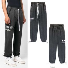 Designers Casual Pant Mens Trousers Sweatpants Amires's New Washable Old High Street Pants Relaxed Casual Men's Women's Tied Feet Terry Guards Versatile Fashion