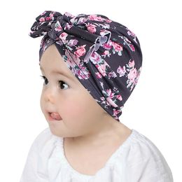 Cute Kids Flower Turban Baby Beanie Head Wrap Soft Kids Bonnet Toddler Cap For 1-5 Years Old Headbands Headwear Accessories