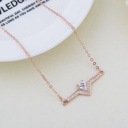 Pendant Necklaces S925 Sterling Silver Beautiful Fashion Necklace Elegant Creative Wild V-shaped Clavicle Chain Female Jewellery