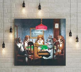 Framed Dogs Playing Poker 2 Handpainted Animal Wall Art oil Paintings On Canvas for home decor Museum Quality Multi Sizes2041451