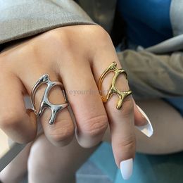 Silver Colour Trendy Vintage Elegant Irregular Adjustable Rings for Women Punk Geometric Hollow Branches Open Ring Party Jewellery