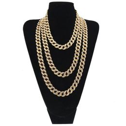 Hip Hop Bling Fashion Chains Jewellery Mens Gold Silver Miami Cuban Link Chain Necklaces Diamond Iced Out Chian Necklaces283U