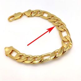 Men's Italian Figaro Link Hip Hop Bracelet 8 46 12mm Thick Real 24K Stamp Fine Solid Gold Filled Wrist Chain243H