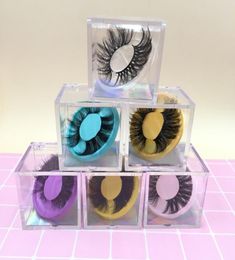 Bomb Lashes 25mm 3D Mink Eyelashes Cruelty Hand Made Eye Lash Fluffy with Cube Box FDshine9958437