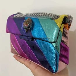 Shoulder Bags Bags for Women Kurt Geige Mini Eagle Head Handbag Rainbow Color with Silver Crossbody Metal Chain Messenger Bag Purse Women Bag