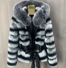 Women's Down Parkas Real Rabbit Fur Coat for Women 100 Monochrome Color Hood Thickened Warm with Zipper Design Winter 202 231116