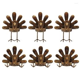 Candle Holders Thanksgiving 6Pcs Turkey Table Centerpiece Decorations Indoor For Dining Kitchen Corner