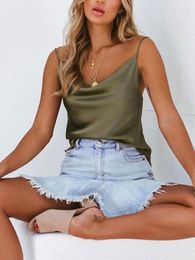 Women's Tanks Sexy Sunnmer Satin Suspender Crop Tops For Women Y2K Aesthetic Sleeveless Backless Party Tank 2023 Skinny Lady Chic