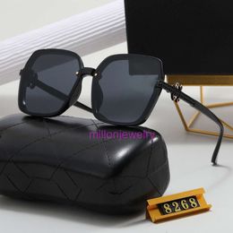 designer chanelism sunglasses Frameless Men's Women's Street Photography Classic Travel Fashion Glasses 8268 with box