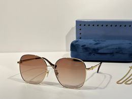 Square Gold/Brown Gradient Chain Sunglasses for Women 1089 Sunnies gafas de sol Sonnenbrille Sun Shades UV400 Eyewear with Box