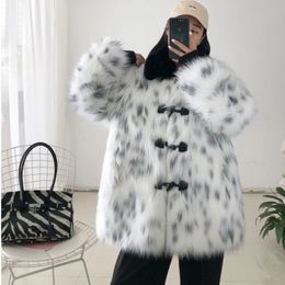 Women's Fur Faux Fur Leather raccoon fur coat for women's wear medium and long fox fur windbreaker for leisure winter warm jacket 231117