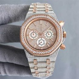 Luxury Ap Watch Mosonite Diamond Vs Factory Handmade Mens Imported Quartz Timing Movement 40mm with Diamondstudded Steel 904l Sapphire Lady Wristband table