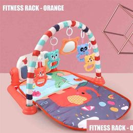 Baby Rugs Playmats 3 In 1 Infant Gym Play Mat Fitness Music Piano Hanging Toy Projector Early Educational Puzzle Carpet Kids Rug 76X56 Dhf6D