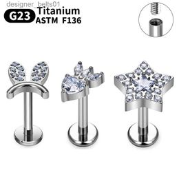 Stud ASTM F136 Titanium 16G EAR Leaf Shape with CZ Top Cartilage Tragus Earrings Ear Lip Helix Studs Tongue Nail Piercing JewelryL231117