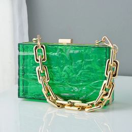 Evening Bags Green Transparent Bag Acrylic Clutch Jell Party Bags for Women Evening Clutch Luxury Designer Handbags Crossbody Purse 231117