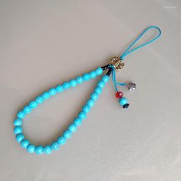 Keychains 2023 Handmade Stone Beads Phone Lanyard Short Anti-slip Chain Mobile Pendant Fashion Crystal Key Jewellery