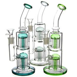 9.8 inchs New Glass Bong Arm Tree Perc Hookahs Shisha Glass Water Bongs Smoke Pipe Recycler Dab Oil Rig Cigarette Accessory With 14mm Banger