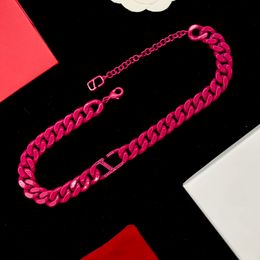 Pink Necklace Designer Letter Pendant Necklaces Fashion Brand Womens Jewellery Choker Anniversary Gift for Girlfriend With Box