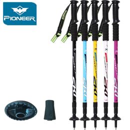 Ski Poles Pioneer Trekking Pole Walking Stick Adjustable Hiking Alpenstock Shock Aluminum Climbing Skiing Camping Telescopic Cane 231116