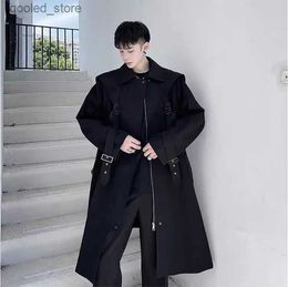 Men's Trench Coats 2023 Men's Fashion Overcoat for Male Brand New Spring Trench Korean Long Windbreaker Streetwear Men Coat Outer Wear Clothing A70 Q231118