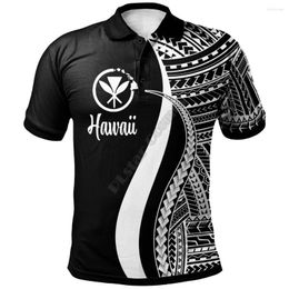 Men's T Shirts Hawaii Polo Shirt White Polynesian Tentacle Tribal Pattern 3D Printed Men Women Short Sleeve Summer T-shirt