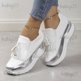 Dress Shoes New 2023 Spring and Autumn Fashion Women's Silver Platform Shoes Women's Slide on Swing Women's Flat Bottom Women's Shoes T231117