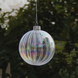 Party Decoration 8pcs/pack Diameter 6cm 8cm 10cm Pearl Lustre Striped Glass Ball Home Christmas Day Hanging Pendant