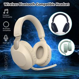 Cell Phone Earphones Wireless Bluetooth Compatible Headphones Eearphone with Mic Hands free HIFI Stereo BT5 1 Over Ear Headset for Call and Music 231117