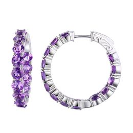 Hoop Earrings Fashion Handmade 925 Sterling Silver Jewellery Natural Amethyst Gemstone Women Fine Jewellery & Huggie