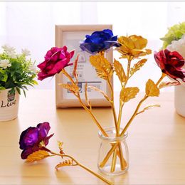 Decorative Flowers Artificial Flower 24k Gold Rose Valentine Day Girlfriend Gift Fake Roses Eternal For Wedding Party Boho Home Decoration