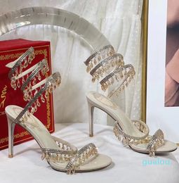 sandals for womens shoe rhinestone studded Snake Strass shoes 9.5cm high heeled sandal