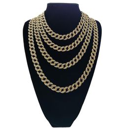 HipHop iced out Miami Cuban Link Chains Necklace For Mens Long Thick Heavy Big Bling Hip Hop Women Gold Silver Jewellery Gift2167