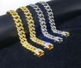 Men's Chain 13mm Iced Out Hip Hop Miami Curb Cuban Link Chain Mens 14K Gold Plated jewellery Set