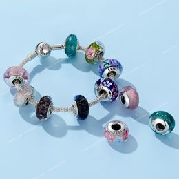 29 Styles Real 925 Sterling Silver Effervescence Murano Glass Beads Fit Original Charm Bracelet Authentic S925 Jewellery Fine JewelryBeads