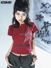 Women s T Shirt KOSAHIKI Vintage Y2k Crop Top T shirt Women Aesthetic Grunge Tee Shirts Femme Star Print Punk Gothic Streetwear Graphic T 230417