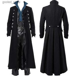 Men's Trench Coats Mediaeval Pirate Come Steampunk Vintage Trench Coat Gothic Mens Tuxedo Jacket Victorian Carnival Party Cosplay Come Q231118