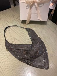High Quality 10A+ Rhinestone Shiny Wang Diamond Shoulder Bags Luxurys Designers Bag Black Shimmer Glitter Women Handbag Messenger Lady Party Tote Handbags