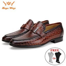 Dress Shoes Comfortable Handmade Dress Shoes Pattern Real Cow Leather Men's Loafers Business Formal Leather Shoes 231116