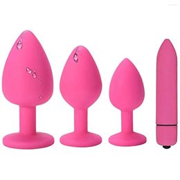 Sex Toys For Couples 4Pcs Vibrating Anal Plug Prostate Massage Soft Silicone Massager Kit Sexual Intercourse Tool SexToy Beginners Adult