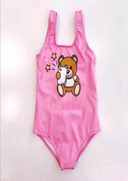 Summer Girls Cartoon Bear One-Pieces Bikini Swimsuit Kids Toddlers Bathing Suits Baby Girl Beach Swimwear Swimming Wear9760123
