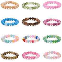 Strand Round Glass Crystal Moonstone Bracelets Multicolor Crack Shining Stone Beaded Charm Bracelet Handmade Wristband Gifts Jewellery