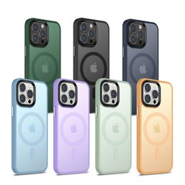 Translucent Magnetic Phone Cases for iPhone 14 Plus 13 12 Pro Max Soft TPU Shockproof Protective Case Compatible with MagSafe Cover