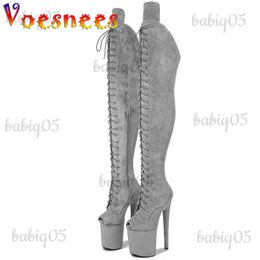 Boots 2022 Peep Toe Boots Pole Dance Boots Stripper High Heels Women Sexy Show Shoes Party Club 20 CM Heels Platform ZIP Lace-Up Shoes T231117