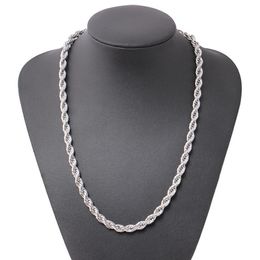 ed Rope Chain Classic Mens Jewellery 18k White Gold Filled Hip Hop Fashion Necklace Jewellery 24 Inches2211