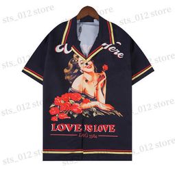 Men's Casual Shirts LUXURY Designer Shirts Mens Fashion Tiger Bowling Tshirt Hawaii Floral Casual Silk Shirts Men Slim Fit Short Sleeve Dress Shirt T230417