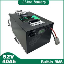 52V 40Ah Li ion With Charger Built-in 50A 80A 120A Lithium Polymer Battery Pack For Tricycle E-bike Bicycle MotorCycle Scooter